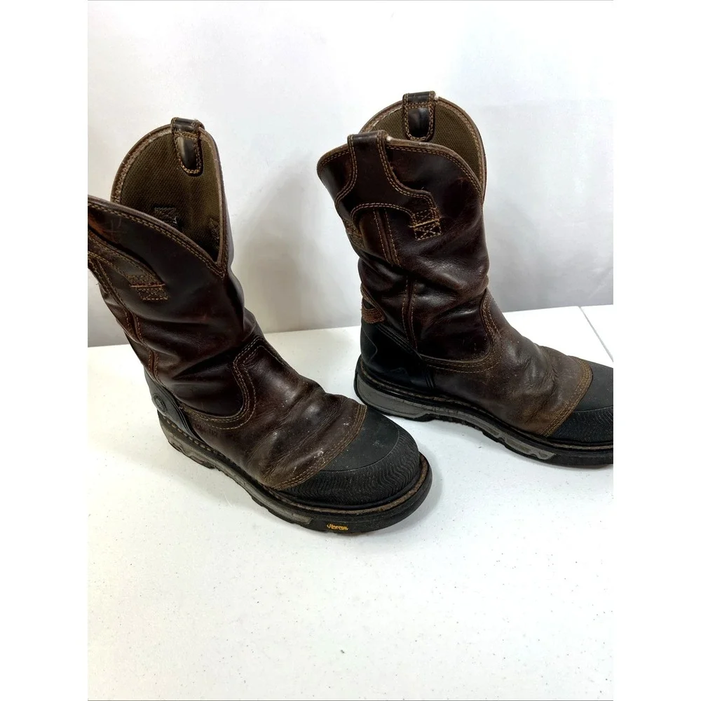 Justin Men's Warhawk Nano Toe Chestnut Leather Vibram Safety Workboot Size 8D‎